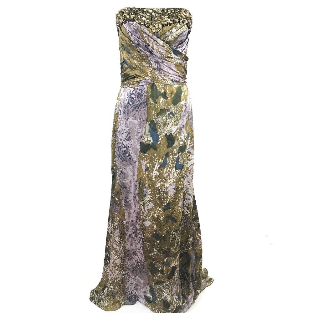 Badgley Mischka Multicolor Strapless Gown